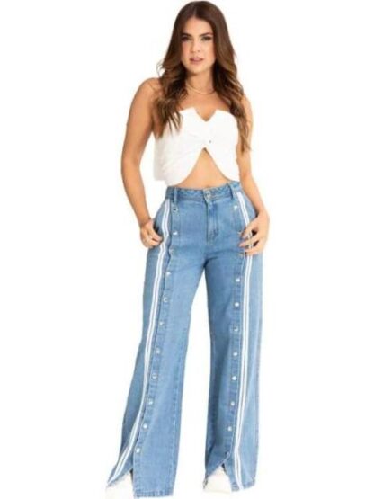 JEANS WIDE LEG CINTURA REGULAR GRIS FERGINO