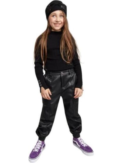JOGGER PU JOGGER DE PU CON BOLSAS CARGO NEGRO HOLLY LAND KIDS