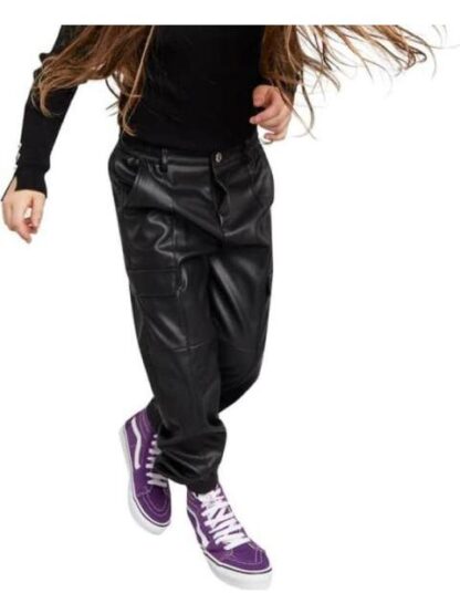 JOGGER PU JOGGER DE PU CON BOLSAS CARGO NEGRO HOLLY LAND KIDS - Image 4