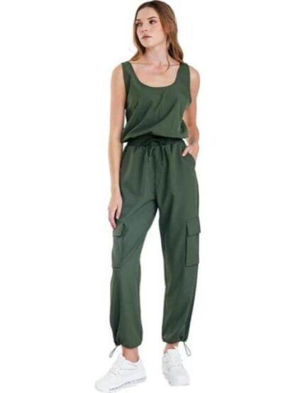 JUMPSUIT CUELLO REDONDO VERDE OLIVO HOLLY LAND - Image 3