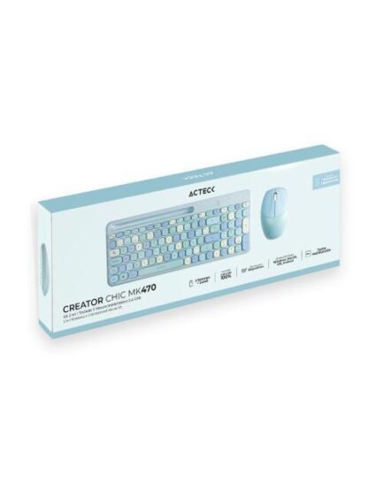 KIT DE TECLADO Y MOUSE ACTECK CREATOR CHIC COLORS MK470 INALAMBRICO USB AZUL (ESPANOL) - Image 4