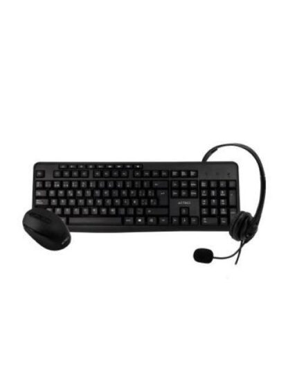KIT DE TECLADO Y MOUSE ACTECK KT30 ALAMBRICO-INALAMBRICO USB NEGRO (ESPANOL) + AUDIFONOS