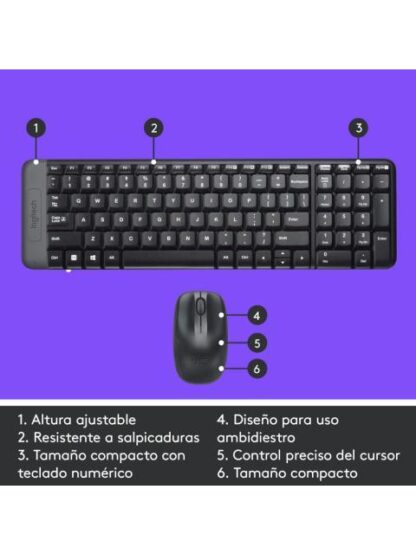 KIT DE TECLADO Y MOUSE LOGITECH MK220 INALAMBRICO USB NEGRO (ESPANOL) - Image 7