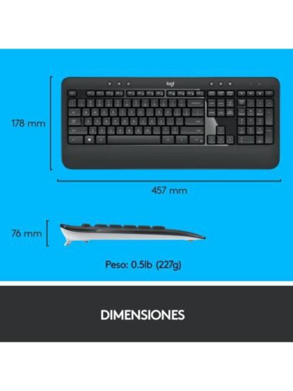 KIT DE TECLADO Y MOUSE LOGITECH MK540 ADVANCE RF INALAMBRICO USB NEGRO-BLANCO (ESPANOL) - Image 8