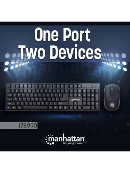 KIT DE TECLADO Y MOUSE MANHATTAN 178990 INALAMBRICO USB NEGRO (ESPANOL) - Image 2