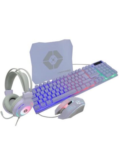 KIT GAMER DE TECLADO MOUSE AUDIFONOS Y MOUSEPAD VORTRED ALAMBRICO USB MORADO (INGLES)