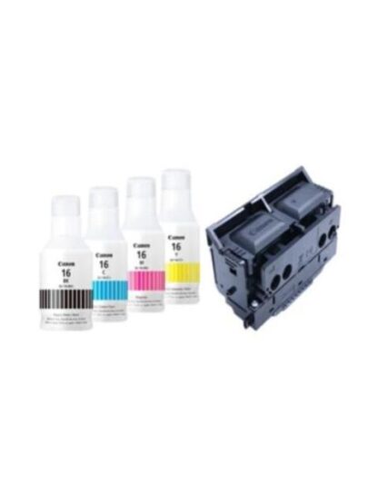 KIT TANQUE DE TINTA CANON GI-16 NEGRO-CIAN-MAGENTA-AMARILLO 70ML - INCLUYE CABEZAL PH-S PARA MAXIFY