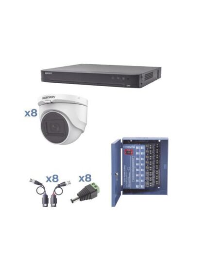 KIT TURBOHD 1080P - DVR 8 CANALES - 8 CAMARAS TURRET (EXTERIOR 2.8 MM) - CONECTORES - TRANSCEPTORES - FUENTE DE PODER