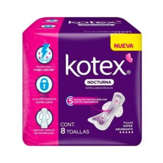 KOTEX TOALLA NOCTURNA CON ALAS CON 8 PZ