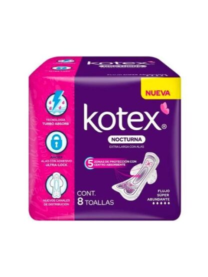 KOTEX TOALLA NOCTURNA CON ALAS CON 8 PZ