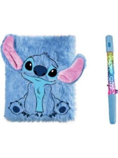 LIBRETA DE PELUCHE INCLUYE PLUMA CON LUZ AZUL STITCH