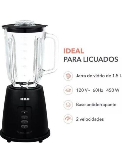 LICUADORA RCA CON VASO DE CRISTAL DOS VELOCIDADES Y PULSO NEGRO RCA - Image 2