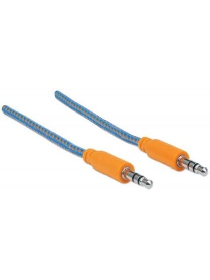 MANHATTAN 3.5MM MACHO - 3.5MM MACHO CON RECUBRIMIENTO TEXTIL 1 METRO AZUL-NARANJA - Image 3