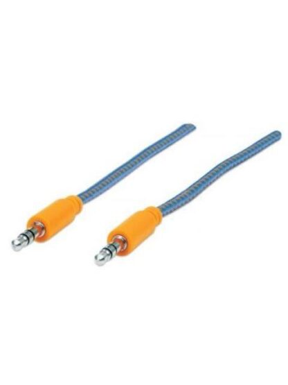 MANHATTAN 3.5MM MACHO - 3.5MM MACHO CON RECUBRIMIENTO TEXTIL 1 METRO AZUL-NARANJA