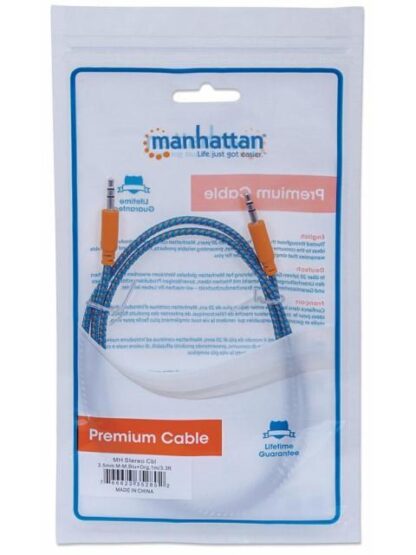 MANHATTAN 3.5MM MACHO - 3.5MM MACHO CON RECUBRIMIENTO TEXTIL 1 METRO AZUL-NARANJA - Image 6