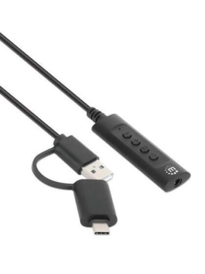 MANHATTAN ADAPTADOR DE AUDIO USB C-USB A MACHO - 3.5MM HEMBRA NEGRO - Image 2