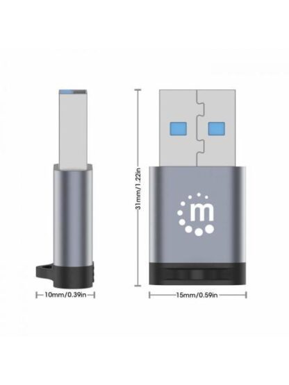 MANHATTAN ADAPTADOR USB 3.0 MACHO - USB C HEMBRA GRIS - Image 5