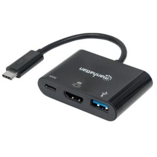 MANHATTAN ADAPTADOR USB C MACHO - HDMI-USB A-USB C HEMBRA NEGRO