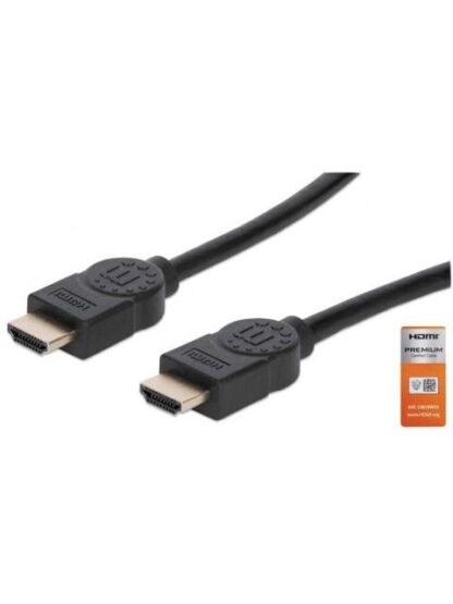 MANHATTAN CABLE CERTIFICADO PREMIUM HDMI 2.0 MACHO - HDMI 2.0 MACHO 4K 60HZ 5 METROS NEGRO