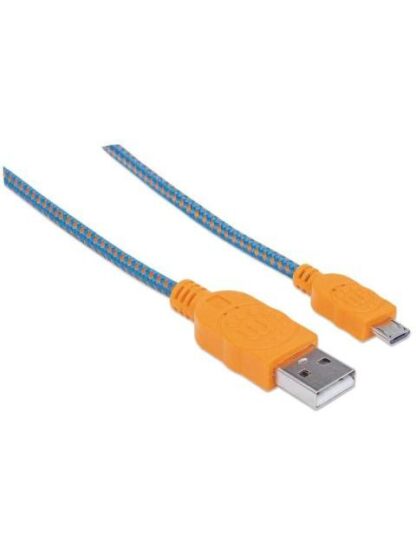 MANHATTAN CABLE CON RECUBRIMIENTO TEXTIL USB 2.0 A MACHO - MICRO USB 2.0 B MACHO 1 METRO AZUL-NARANJA - Image 3