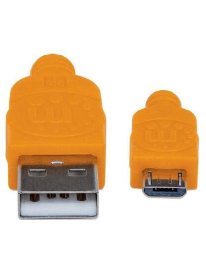 MANHATTAN CABLE CON RECUBRIMIENTO TEXTIL USB 2.0 A MACHO - MICRO USB 2.0 B MACHO 1 METRO AZUL-NARANJA - Image 4