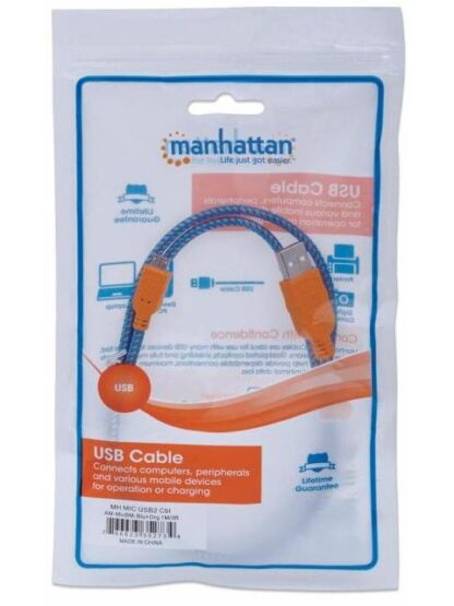 MANHATTAN CABLE CON RECUBRIMIENTO TEXTIL USB 2.0 A MACHO - MICRO USB 2.0 B MACHO 1 METRO AZUL-NARANJA - Image 6