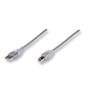 MANHATTAN CABLE DE ALTA VELOCIDAD USB 2.0 USB A MACHO - USB B MACHO 4.5 METROS PLATA