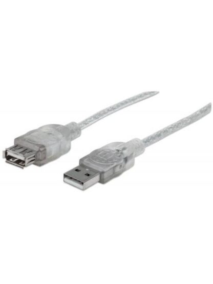 MANHATTAN CABLE EXTENSION DE ALTA VELOCIDAD USB 2.0 USB A MACHO - USB A HEMBRA 3 METROS PLATEADO