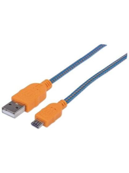 MANHATTAN CABLE USB 2.0 A MACHO - MICRO USB 2.0 B MACHO 1 METRO AZUL-NARANJA