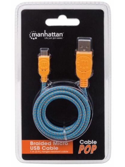 MANHATTAN CABLE USB 2.0 A MACHO - MICRO USB 2.0 B MACHO 1 METRO AZUL-NARANJA - Image 6