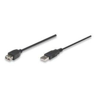 MANHATTAN CABLE USB 2.0 A MACHO - USB 2.0 A HEMBRA 1.8 METROS NEGRO