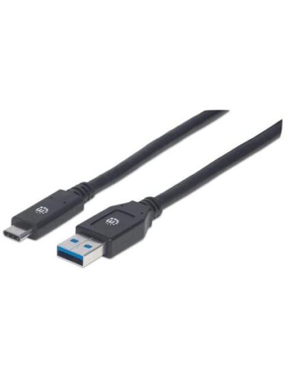 MANHATTAN CABLE USB A 3.1 MACHO - USB C 3.1 MACHO 3 METROS NEGRO