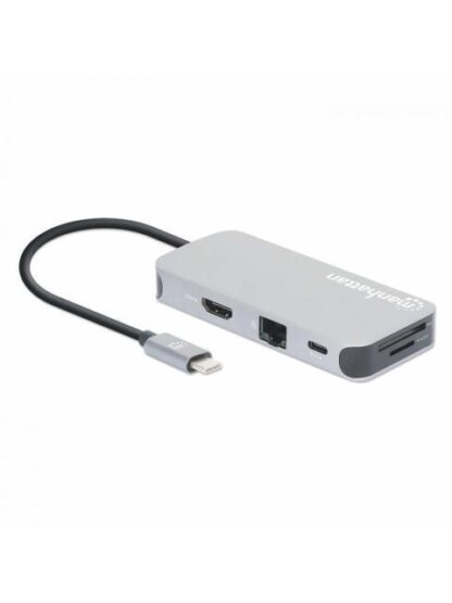 MANHATTAN DOCKING STATION 130615 USB C 3X USB 1X USB C 1X HDMI 1X RJ-45 1X SD 1X MICRO SD GRIS - Image 2