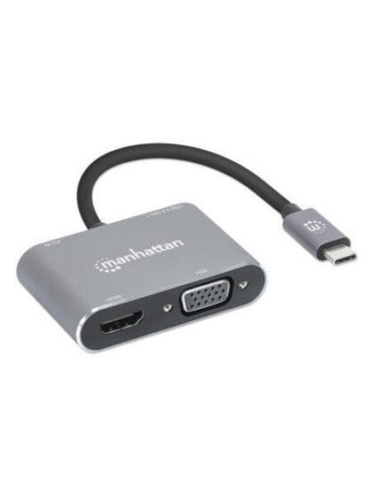 MANHATTAN DOCKING STATION 130691 USB C 1X USB 1X USB C PD 1X HDMI 1X VGA GRIS - Image 2