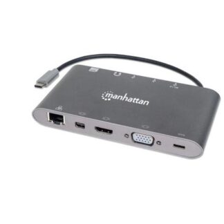 MANHATTAN DOCKING STATION 152808 USB C 3X USB 3.0 1X USB C 1X HDMI 1X VGA PLATA