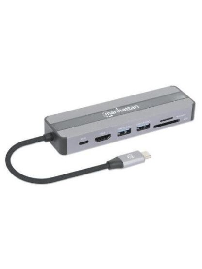 MANHATTAN DOCKING STATION 153928 USB C 2X USB 3.2 1X USB C 1X HDMI SD-MICROSD PLATA - Image 2