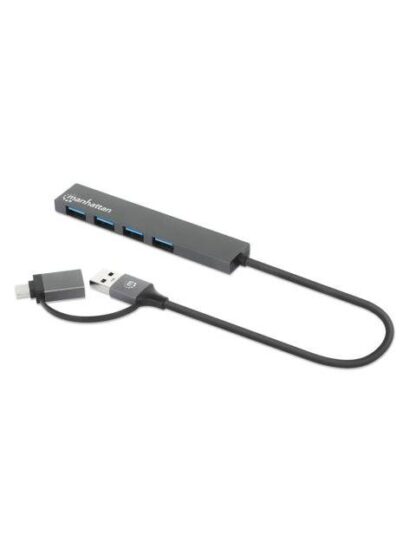 MANHATTAN HUB USB C-A - 4X USB A 3.2 GRIS