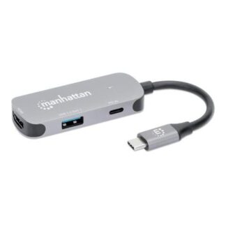 MANHATTAN HUB USB-C MACHO 1X HDMI 1X USB-A 3.2 1X USB-C PD 5 GBIT-S GRIS