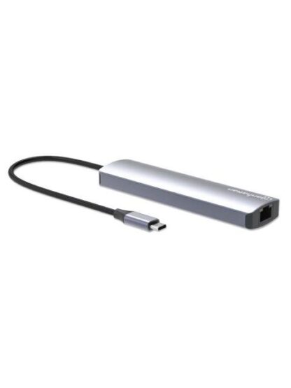 MANHATTAN HUB USB-C MACHO - 2X USB-A 1X USB-C 1X HDMI 1X RJ-45 1X SD 1X MICRO SD GRIS - Image 2