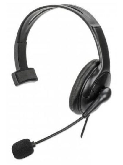 MANHATTAN MONOAURAL CON MICROFONO 180849 ALAMBRICO USB-A NEGRO