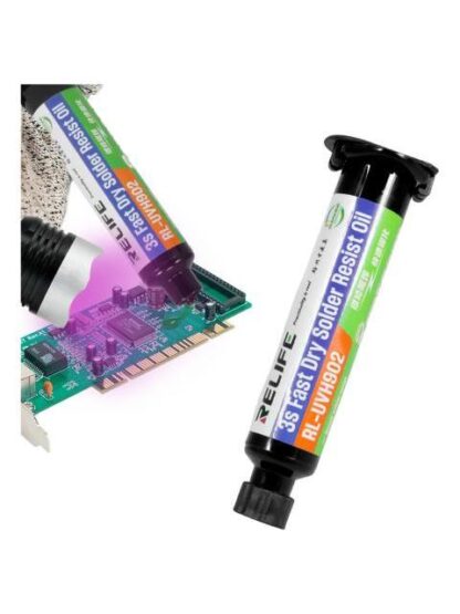 MASCARA ANTISOLDANTE UV COLOR VERDE  COMPATIBLE CON LUZ ULTRAVIOLETA PARA REPARAR PLACAS PCB AISLANTE PRECISA Y SEGURA IDEAL PARA TECNICOS EN ELECTRONICA Y REPARACIONES FINAS