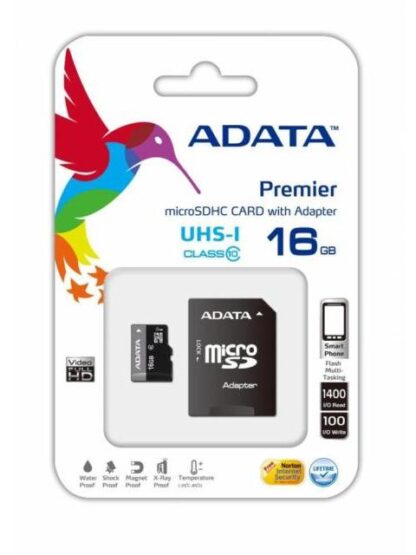 MEMORIA FLASH ADATA 16GB MICROSDHC UHS-I CLASE 10 CON ADAPTADOR