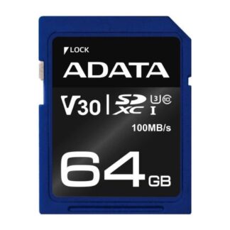 MEMORIA SD ADATA PREMIER PRO V30 64 GB 100 MB-S 80 MB-S AZUL CLASE 10