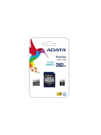 MEMORIA SD (SDHC) 32GB ADATA CLASE 10 (V10) VELOCIDAD HASTA 100MB-25MB POR SEG. ASDH32GUICL10R