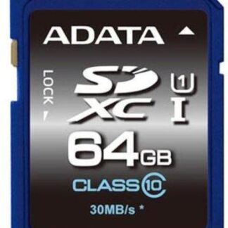 MEMORIA SD (SDXC) 64GB ADATA CLASE 10 (V10) VELOCIDAD HASTA 100MB-25MB POR SEG. ASDX64GUICL10R
