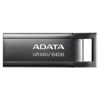 MEMORIA USB DE 64GB UR340 3.2 GEN 1 (RETROCOMPATIBLE 3.0 Y 2.0) DISENO ELEGANTE SIN TAPA. COLOR METALICO NEGRO. AROYUR34064GBK