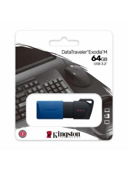 MEMORIA USB KINGSTON DATATRAVELER EXODIA M 64GB USB A NEGRO-AZUL - Image 3