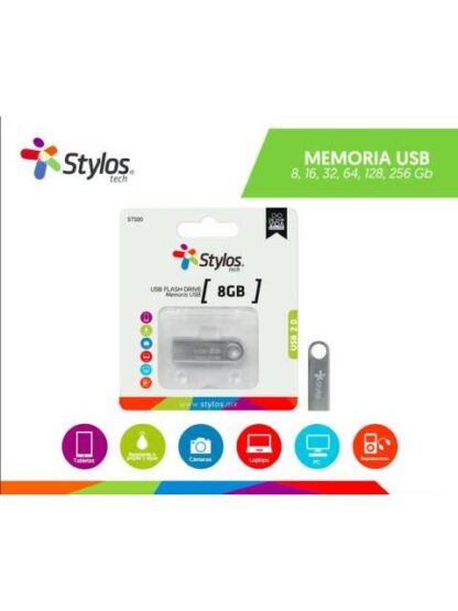 MEMORIA USB STYLOS 8GB USB A LECTURA 80MB-S PLATA - Image 5