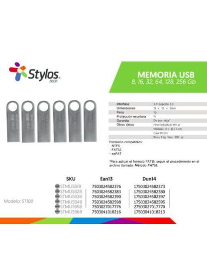 MEMORIA USB STYLOS ST100 256GB USB 2.0 PLATA - Image 7