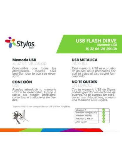 MEMORIA USB STYLOS ST500 256GB USB 2.0 PLATA - Image 7